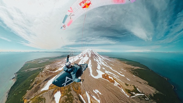 Red Bull’s unprecedented paragliding expedition over Alaska’s Augustine volcano